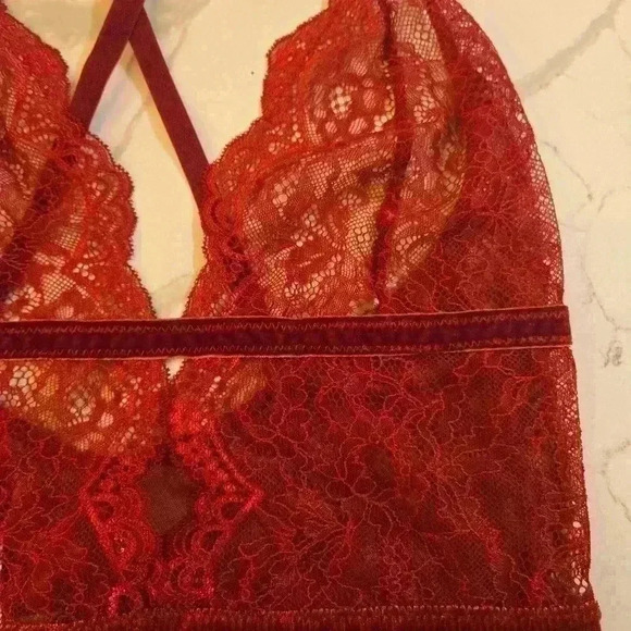 NWT Adore Me Womens Lacy Lingerie Bodysuit Deep Red Size Small - Picture 5 of 9